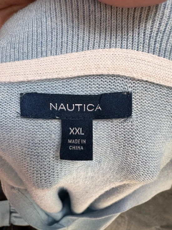 Nautica Light Blue Knit Sweater Top with Navy Label - Picture 3 of 4